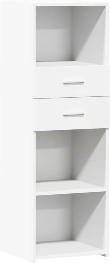 VidaXL Hoge kast Wit Bewerkt hout 124 cm hoog Opbergkast Scandinavisch Design Houten Kast Wit Kast Moderne Kast