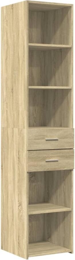 VidaXL Hoge kast 185 cm Sonoma eiken Bewerkt hout Hoge Kast Kasten Houten Kast Opbergkast Scandinavisch Design