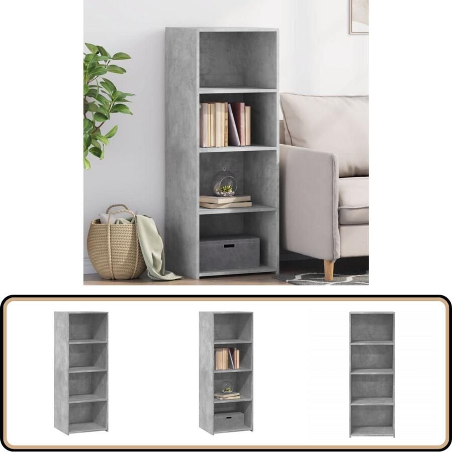 VidaXL Hoge kast 45x41x124 cm Bewerkt hout Betongrijs Scandinavisch Design Houten Kast Opbergkast Betonnen Grijze Kast Living Room Furniture - Foto 3