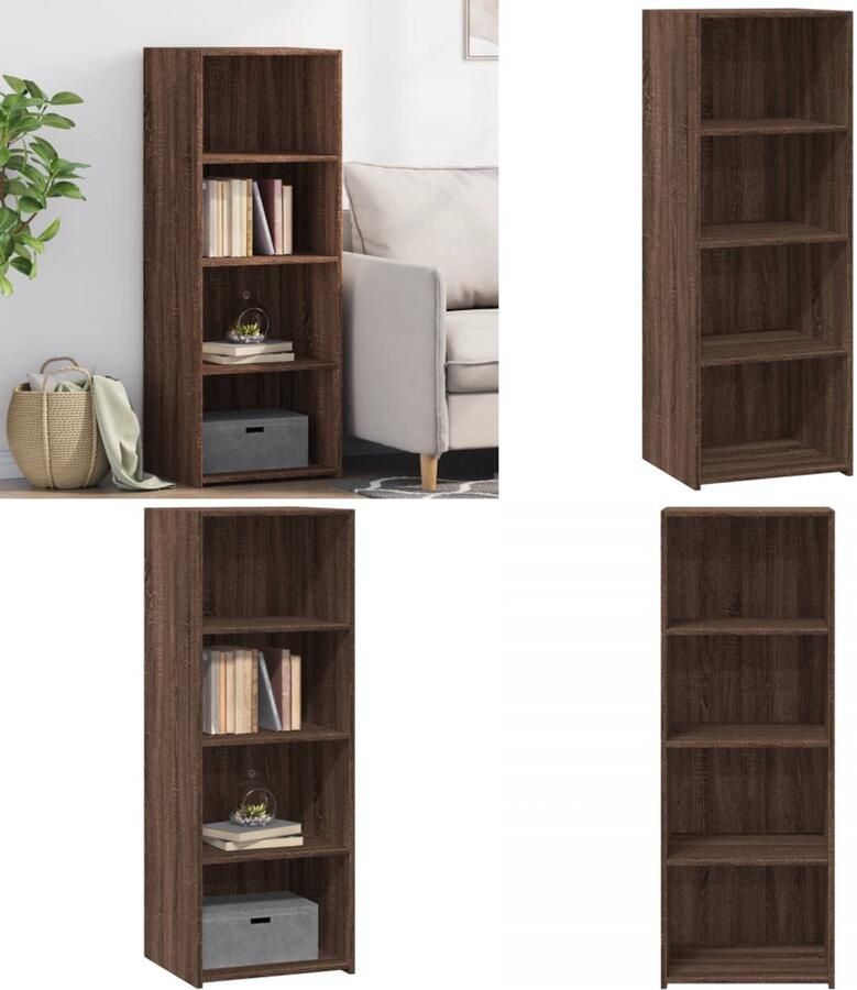 VidaXL Hoge kast 45x41x124 cm bewerkt hout bruin eikenkleurig Hoge Kast Hoge Kasten Hoog Dressoir Hoge Kast Woonkamer