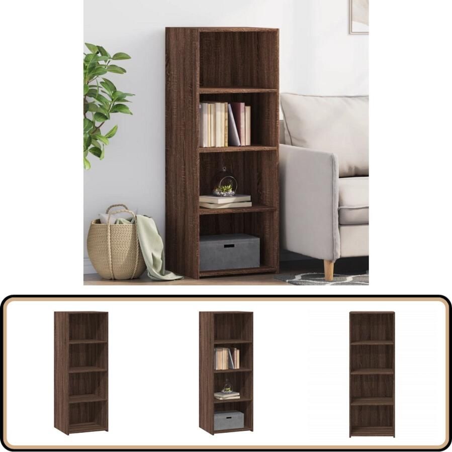 VidaXL Hoge kast Bruin eiken 45x41x124 cm Hoge Kast Opbergkast Scandinavisch Design Houten Kast Bruine Eiken Kleur