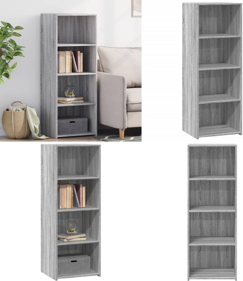 VidaXL Hoge kast 45x41x124 cm bewerkt hout grijs sonoma eikenkleurig Hoge Kast Hoge Kasten Hoog Dressoir Hoge Kast Woonkamer