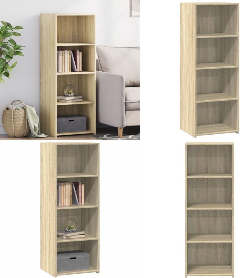 VidaXL Hoge kast 45x41x124 cm bewerkt hout sonoma eikenkleurig Hoge Kast Hoge Kasten Hoog Dressoir Hoge Kast Woonkamer