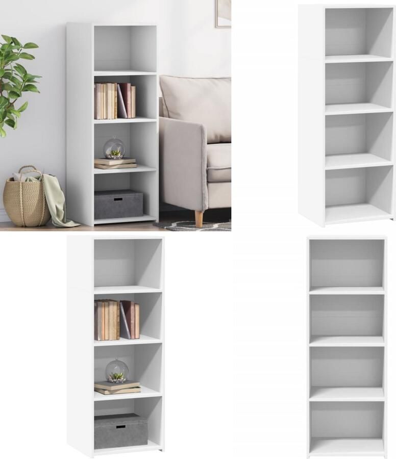 VidaXL Hoge kast 45x41x124 cm bewerkt hout wit Hoge Kast Hoge Kasten Hoog Dressoir Hoge Kast Woonkamer