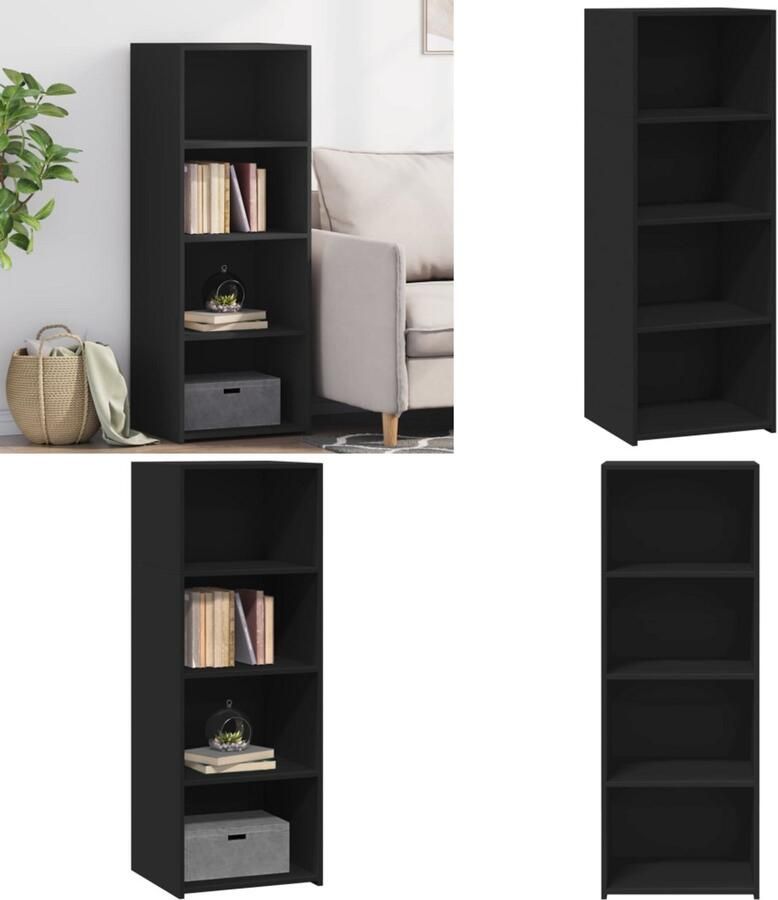 VidaXL Hoge kast 45x41x124 cm bewerkt hout zwart Hoge Kast Hoge Kasten Hoog Dressoir Hoge Kast Woonkamer