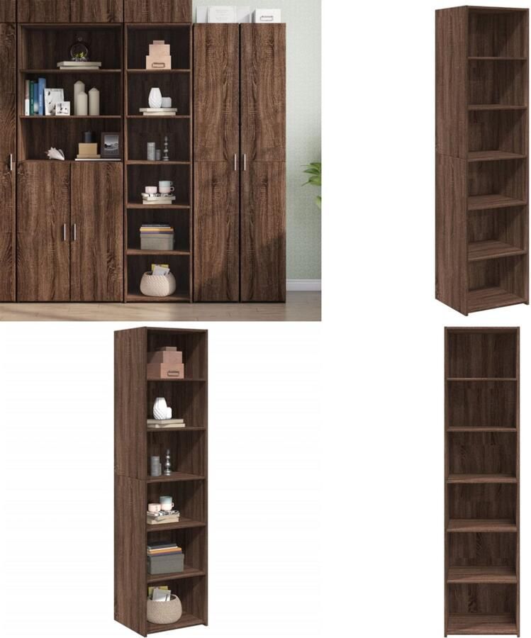 VidaXL Hoge kast 45x41x185 cm bewerkt hout bruin eikenkleurig Hoge Kast Hoge Kasten Hoog Dressoir Hoge Kast Woonkamer