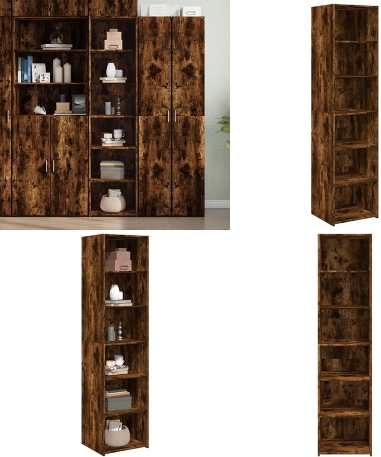 VidaXL Hoge kast 45x41x185 cm bewerkt hout gerookt eikenkleurig Hoge Kast Hoge Kasten Hoog Dressoir Hoge Kast Woonkamer
