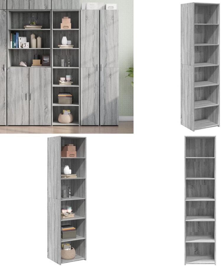 VidaXL Hoge kast 45x41x185 cm bewerkt hout grijs sonoma eikenkleurig Hoge Kast Hoge Kasten Hoog Dressoir Hoge Kast Woonkamer