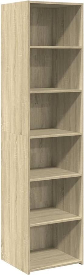 The Living Store Hoge kast 45x41x185 cm bewerkt hout sonoma eikenkleurig Hoge Kast Houten Kast Kasten Salontafel Opslagkast