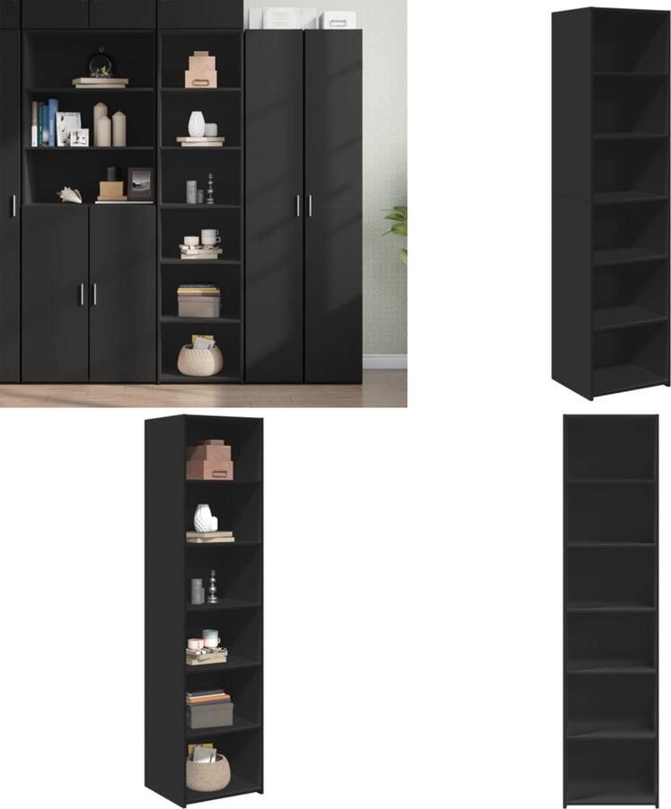 VidaXL Hoge kast 45x41x185 cm bewerkt hout zwart Hoge Kast Hoge Kasten Hoog Dressoir Hoge Kast Woonkamer