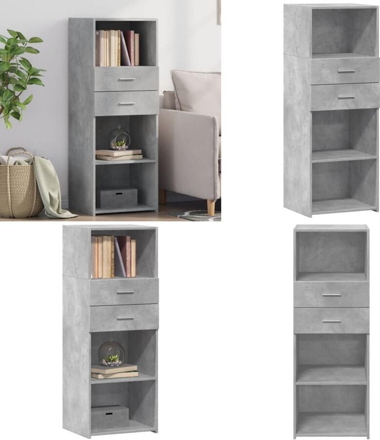 VidaXL Hoge kast 45x42 5x124 cm bewerkt hout betongrijs Hoge Kast Hoge Kasten Hoog Dressoir Hoge Kast Woonkamer