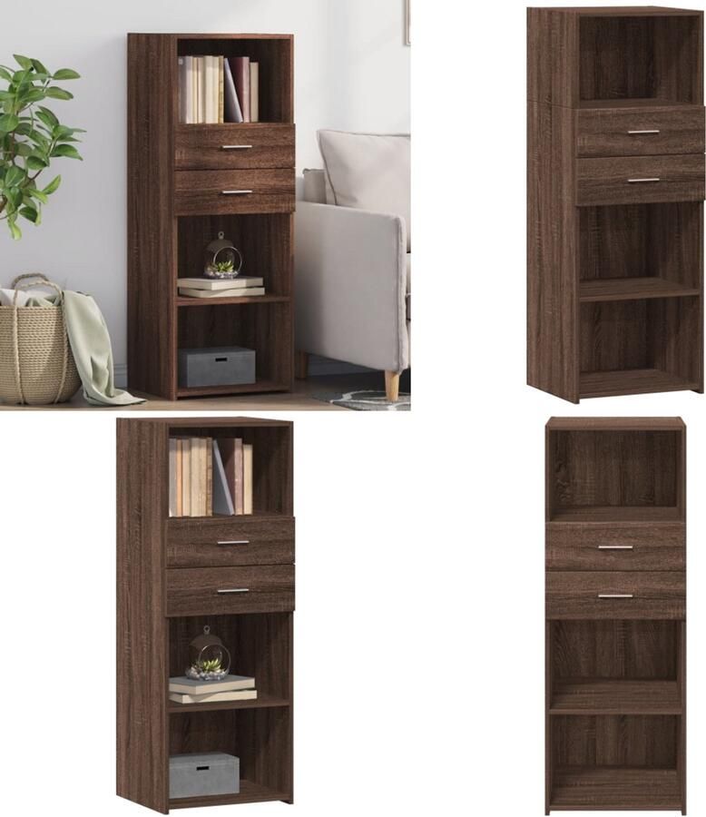 VidaXL Hoge kast 45x42 5x124 cm bewerkt hout bruin eikenkleurig Hoge Kast Hoge Kasten Hoog Dressoir Hoge Kast Woonkamer