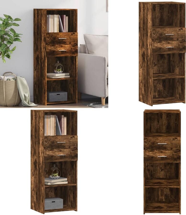 VidaXL Hoge kast 45x42 5x124 cm bewerkt hout gerookt eikenkleurig Hoge Kast Hoge Kasten Hoog Dressoir Hoge Kast Woonkamer
