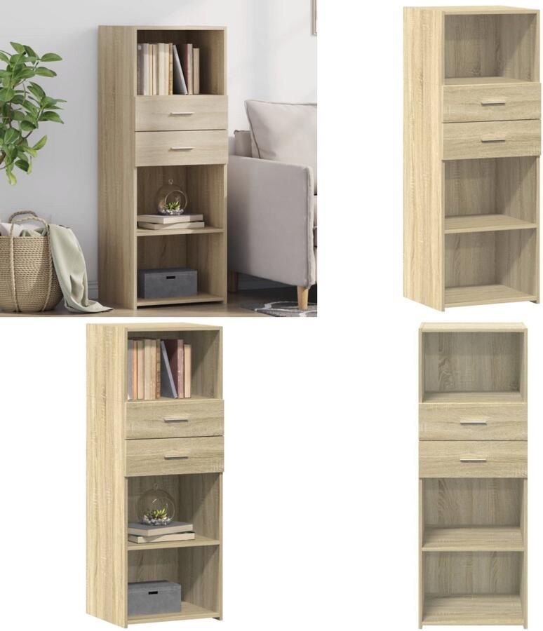 VidaXL Hoge kast 45x42 5x124 cm bewerkt hout sonoma eikenkleurig Hoge Kast Hoge Kasten Hoog Dressoir Hoge Kast Woonkamer