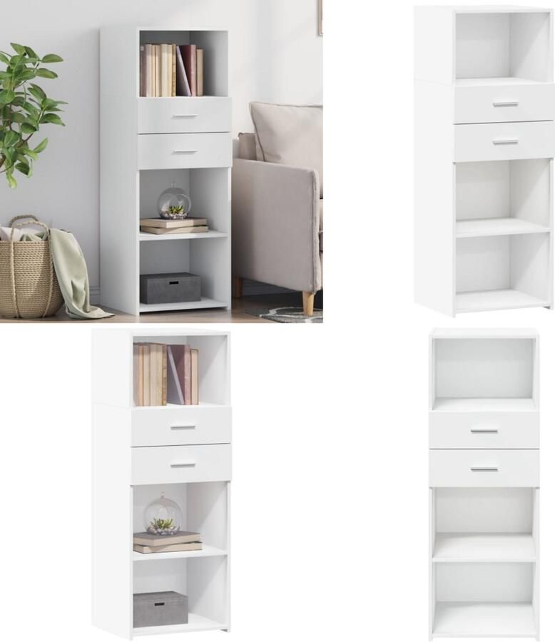 VidaXL Hoge kast 45x42 5x124 cm bewerkt hout wit Hoge Kast Hoge Kasten Hoog Dressoir Hoge Kast Woonkamer