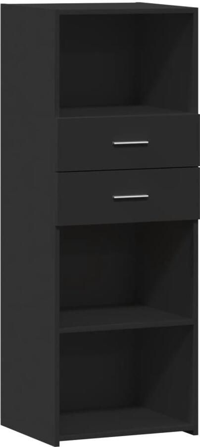 VidaXL Hoge kast Bewerkt hout Zwart 45x42 5x124 cm Opbergkast Scandinavisch Design Zwarte Kast Houten Kast Hoogslaapkast