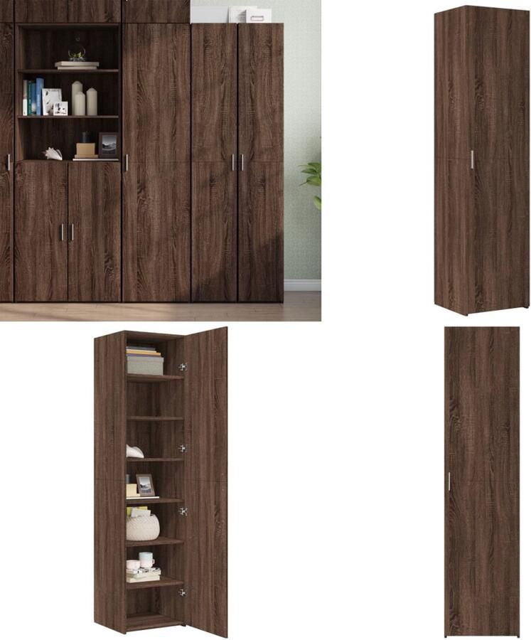 VidaXL Hoge kast 45x42 5x185 cm bewerkt hout bruin eikenkleurig Hoge Kast Hoge Kasten Hoog Dressoir Hoge Kast Woonkamer