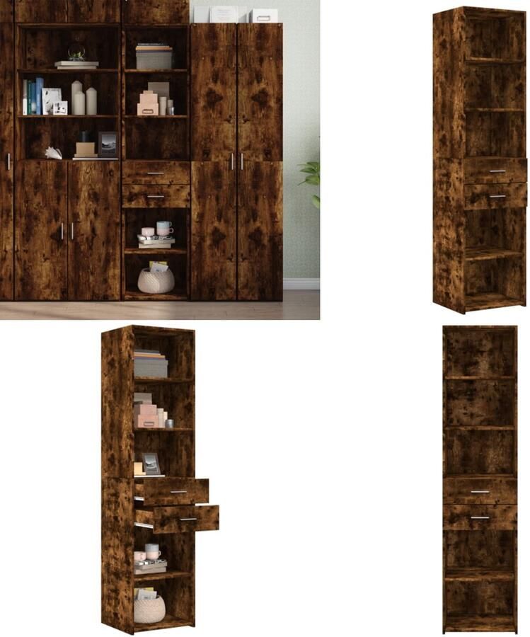 VidaXL Hoge kast 45x42 5x185 cm bewerkt hout gerookt eikenkleurig Hoge Kast Hoge Kasten Hoog Dressoir Hoge Kast Woonkamer