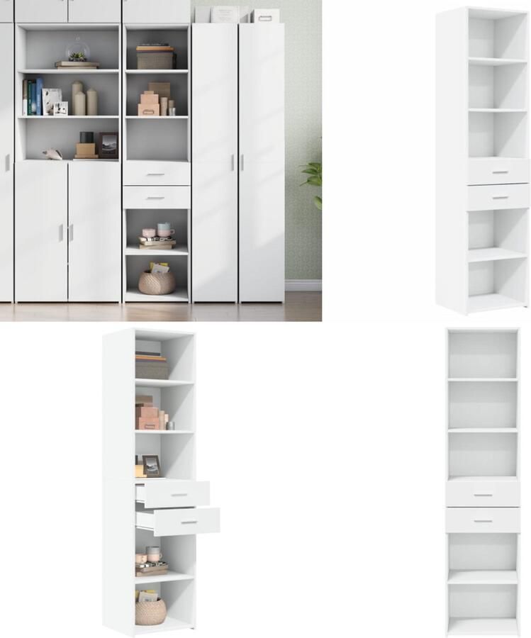 VidaXL Hoge kast 45x42 5x185 cm bewerkt hout wit Hoge Kast Hoge Kasten Hoog Dressoir Hoge Kast Woonkamer