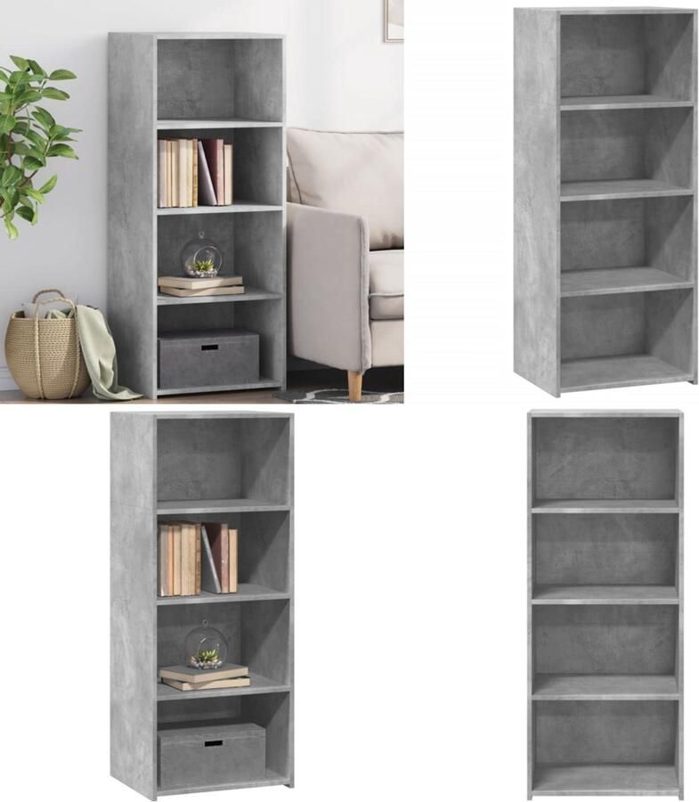 VidaXL Hoge kast 50x41x124 cm bewerkt hout betongrijs Hoge Kast Hoge Kasten Hoog Dressoir Hoge Kast Woonkamer