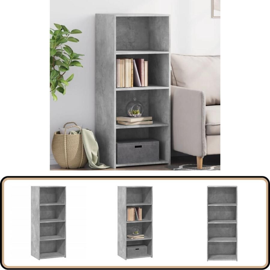 VidaXL Hoge kast betongrijs 50x41x124 cm Opbergkast Houten Kast Scandinavisch Design Betonnen Grijze Kast Hoge Kast