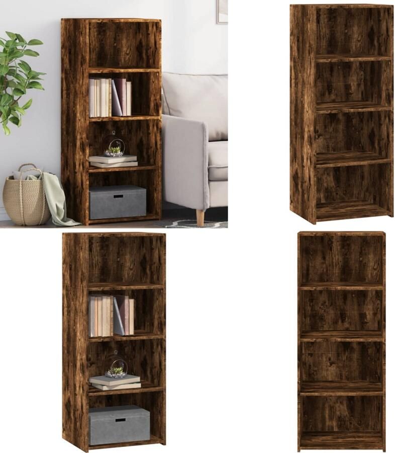 VidaXL Hoge kast 50x41x124 cm bewerkt hout gerookt eikenkleurig Hoge Kast Hoge Kasten Hoog Dressoir Hoge Kast Woonkamer