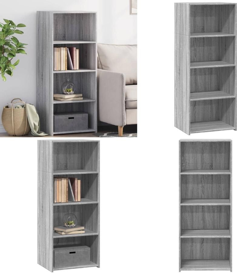 VidaXL Hoge kast 50x41x124 cm bewerkt hout grijs sonoma eikenkleurig Hoge Kast Hoge Kasten Hoog Dressoir Hoge Kast Woonkamer