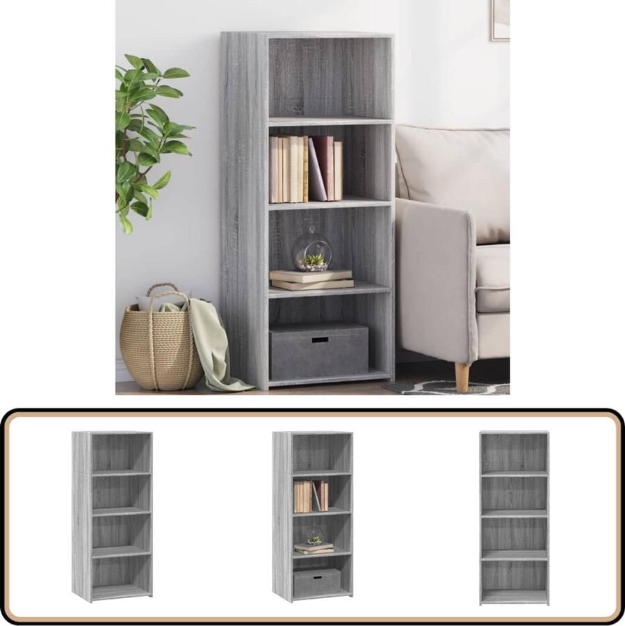 VidaXL Hoge Kast Grijs Sonoma Eiken 50x41x124 cm Hoge Kast Scandinavisch Design Grijze Kast Houten Kast Opbergkast