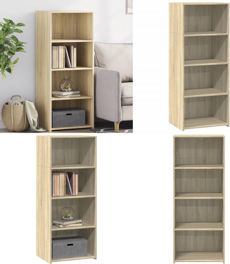 VidaXL Hoge kast 50x41x124 cm bewerkt hout sonoma eikenkleurig Hoge Kast Hoge Kasten Hoog Dressoir Hoge Kast Woonkamer