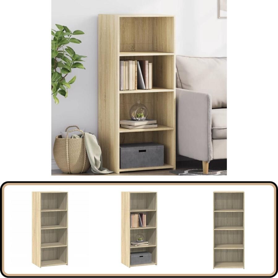 VidaXL Hoge Kast Sonoma Eiken 50x41x124 cm Opbergkast Scandinavisch Design Houten Kast Houtbewerking Sonoma Eiken