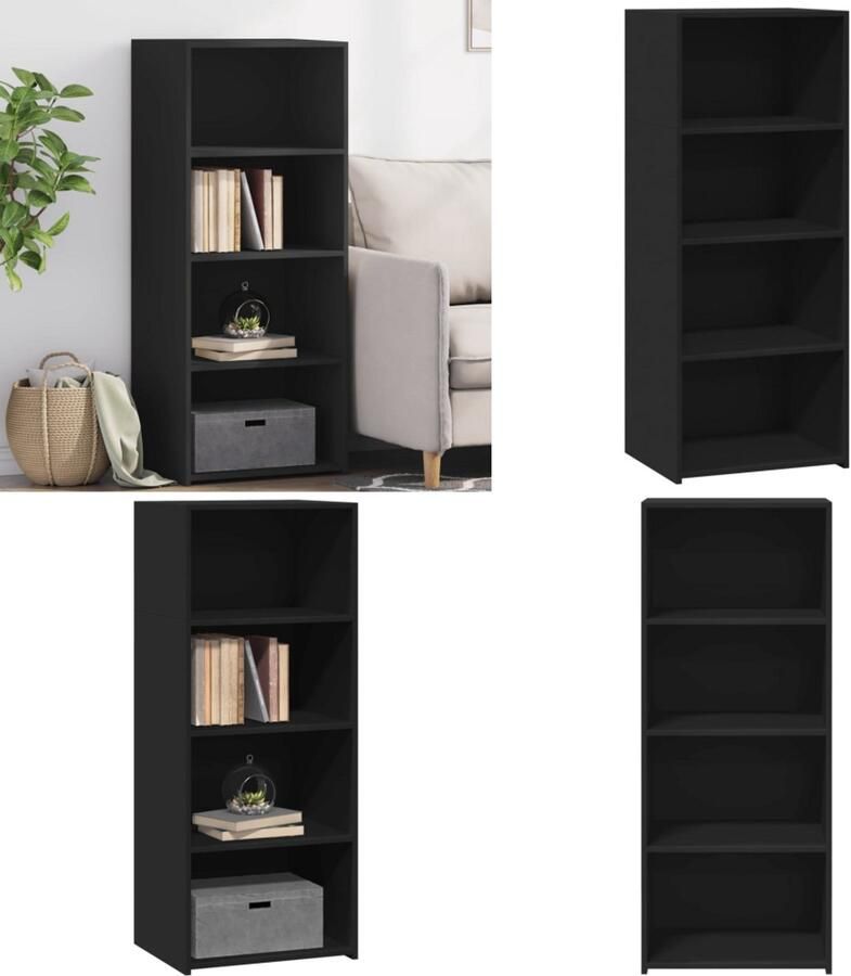 VidaXL Hoge kast 50x41x124 cm bewerkt hout zwart Hoge Kast Hoge Kasten Hoog Dressoir Hoge Kast Woonkamer