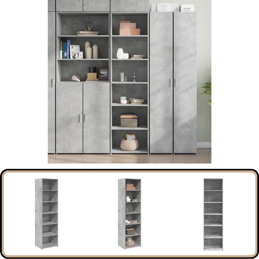 VidaXL Hoge Kast Betongrijs 50x41x185 cm Hoge Kast Houten Kast Betonnen Grijze Kast Opbergkast Woonkamermeubilair