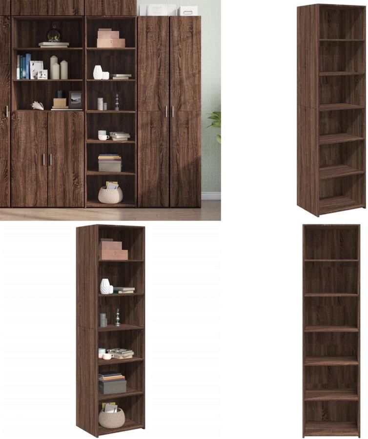 VidaXL Hoge kast 50x41x185 cm bewerkt hout bruin eikenkleurig Hoge Kast Hoge Kasten Hoog Dressoir Hoge Kast Woonkamer