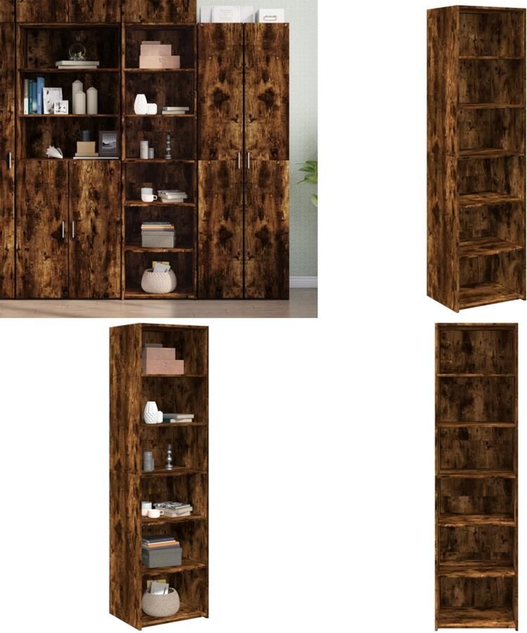 VidaXL Hoge kast 50x41x185 cm bewerkt hout gerookt eikenkleurig Hoge Kast Hoge Kasten Hoog Dressoir Hoge Kast Woonkamer