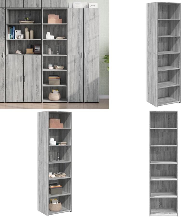 VidaXL Hoge kast 50x41x185 cm bewerkt hout grijs sonoma eikenkleurig Hoge Kast Hoge Kasten Hoog Dressoir Hoge Kast Woonkamer