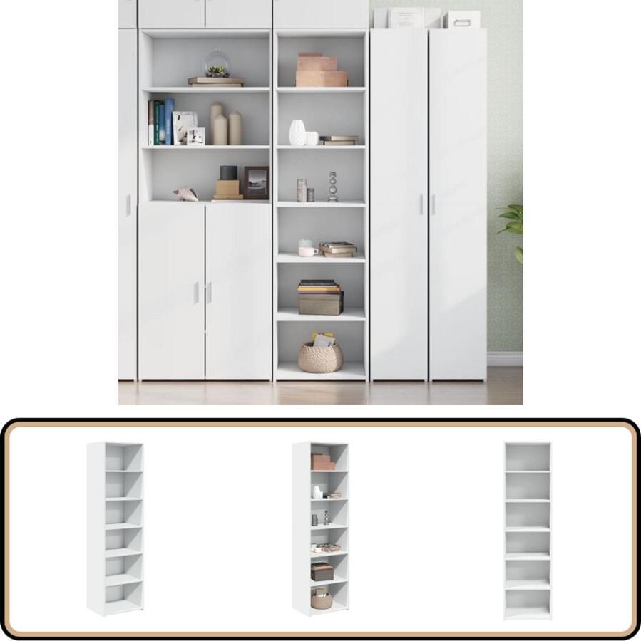 VidaXL Hoge kast 50x41x185 cm Bewerkt hout Wit Hoge Kast Houten Kast Wit Kast Opbergkast Living Room Furniture