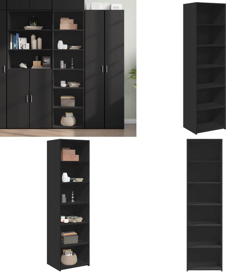 VidaXL Hoge kast 50x41x185 cm bewerkt hout zwart Hoge Kast Hoge Kasten Hoog Dressoir Hoge Kast Woonkamer