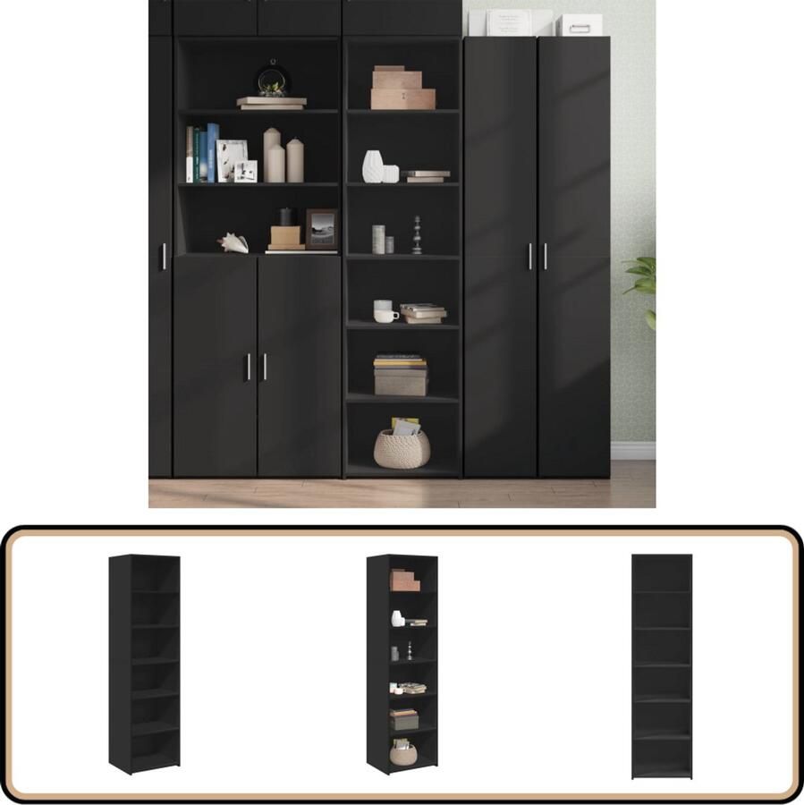 VidaXL Hoge kast 50x41x185 cm bewerkt hout zwart