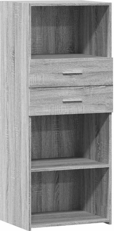 The Living Store Hoge kast 50x42 5x124 cm bewerkt hout grijs sonoma eikenkleurig Opbergkast Scandinavisch Design Houten Kast Grijze Kast Eiken Kleurige Kast - Foto 2