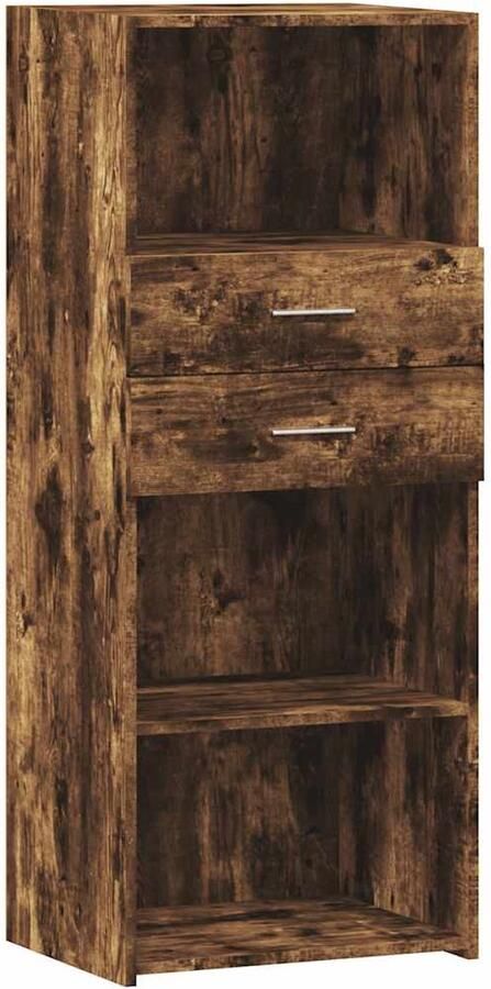 The Living Store Hoge kast 50x42 5x124 cm bewerkt hout gerookt eikenkleurig Opbergkast Houten Kast Scandinavisch Design Vintage Kast Woonkamer Kast