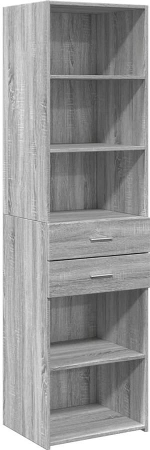 The Living Store Hoge kast 50x42 5x185 cm bewerkt hout grijs sonoma eikenkleurig Opbergkast Hoogste Kast Houten Kast Grijze Kast Scandinavisch Design - Foto 3
