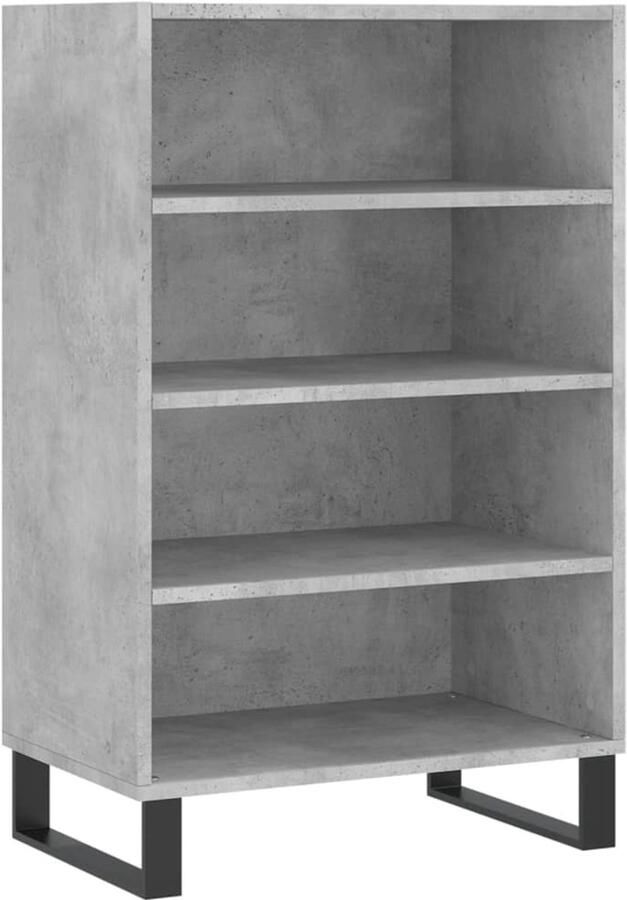 The Living Store Hoge kast 57x35x90 cm bewerkt hout betongrijs Hoge Kast Betongrijs Kast Houten Kast Opslagoplossing Woonaccessoires - Foto 3