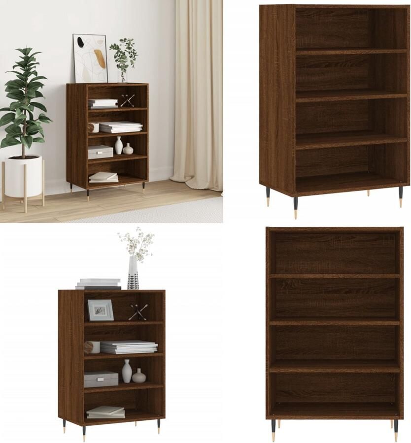 VidaXL Hoge kast 57x35x90 cm bewerkt hout bruineikenkleurig Hoge Kast Hoge Kasten Dressoir Opbergrek - Foto 2