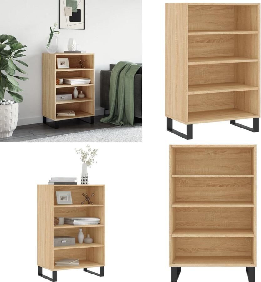 VidaXL Hoge kast 57x35x90 cm bewerkt hout sonoma eikenkleurig Hoge Kast Hoge Kasten Dressoir Opbergrek