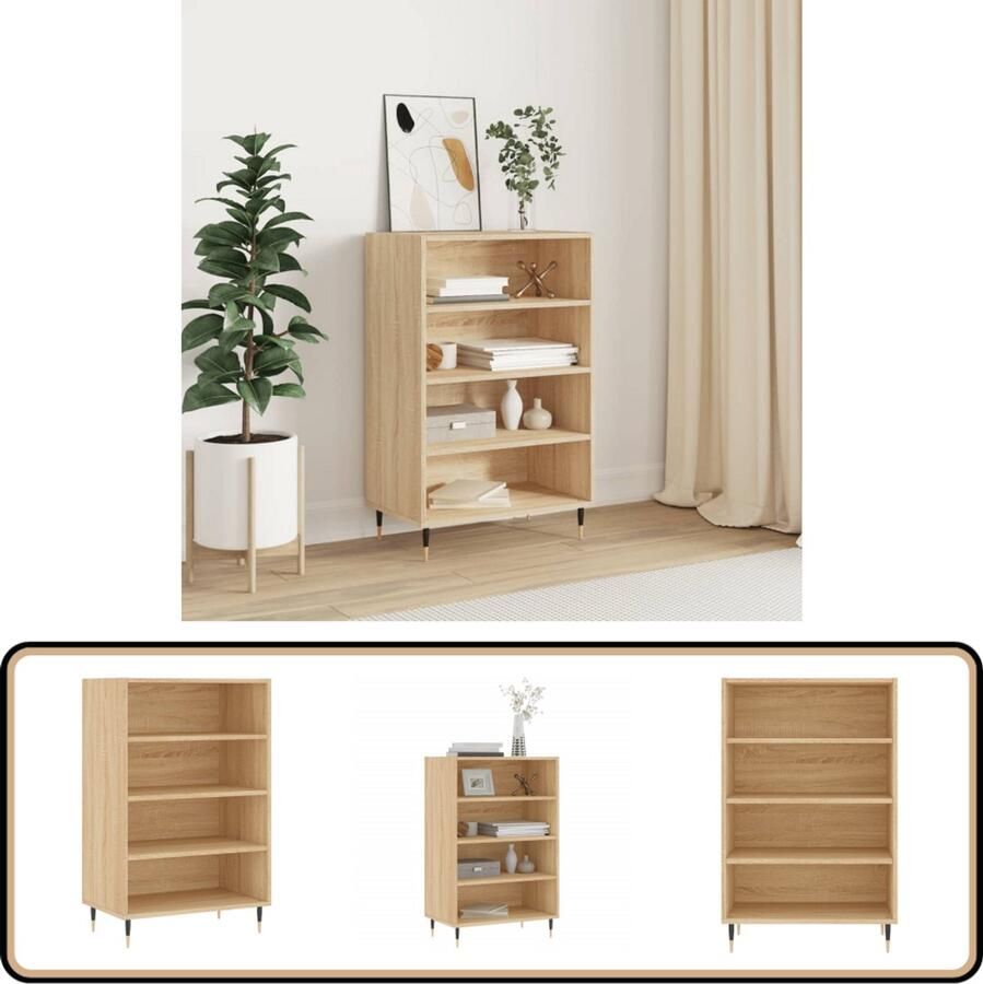VidaXL Hoge kast 57x35x90 cm Sonoma eiken Hoge Kast Dressoir Houten Kast Opbergkast Salontafel