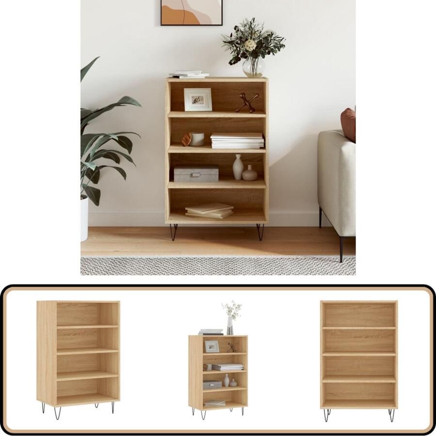 VidaXL Hoge kast 57x35x90 cm Sonoma eiken Hoge Kast Dressoir Houten Kast Sonoma Eiken Opbergkast