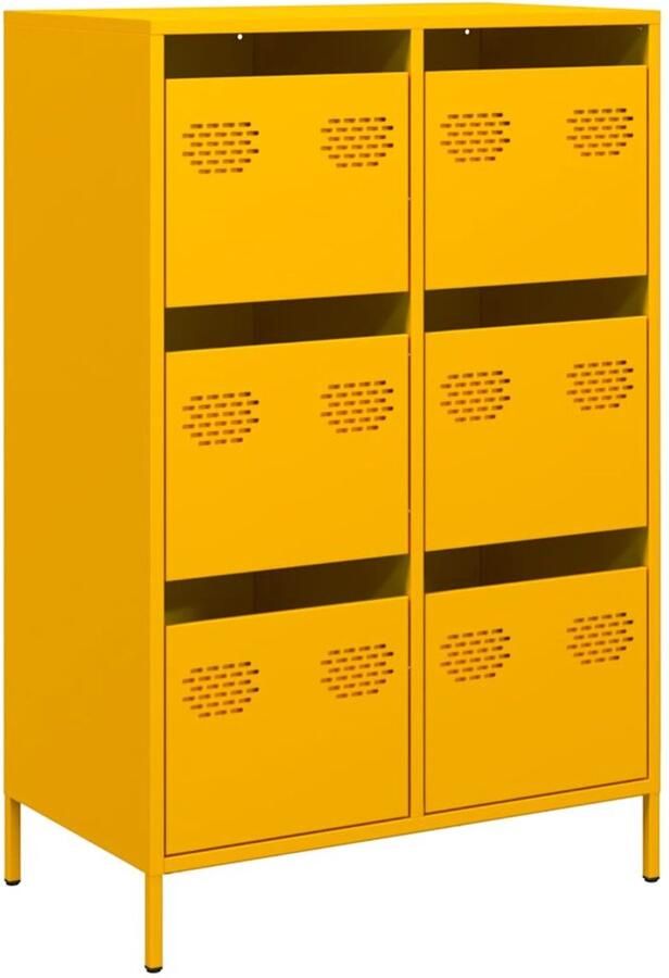 VidaXL Stevige Kast Hoogste Kast Hoge kast 68x39x101 5 cm staal mosterdgeel Roestvrijstalen Kast Mustardkleurige Kast Opslagkast