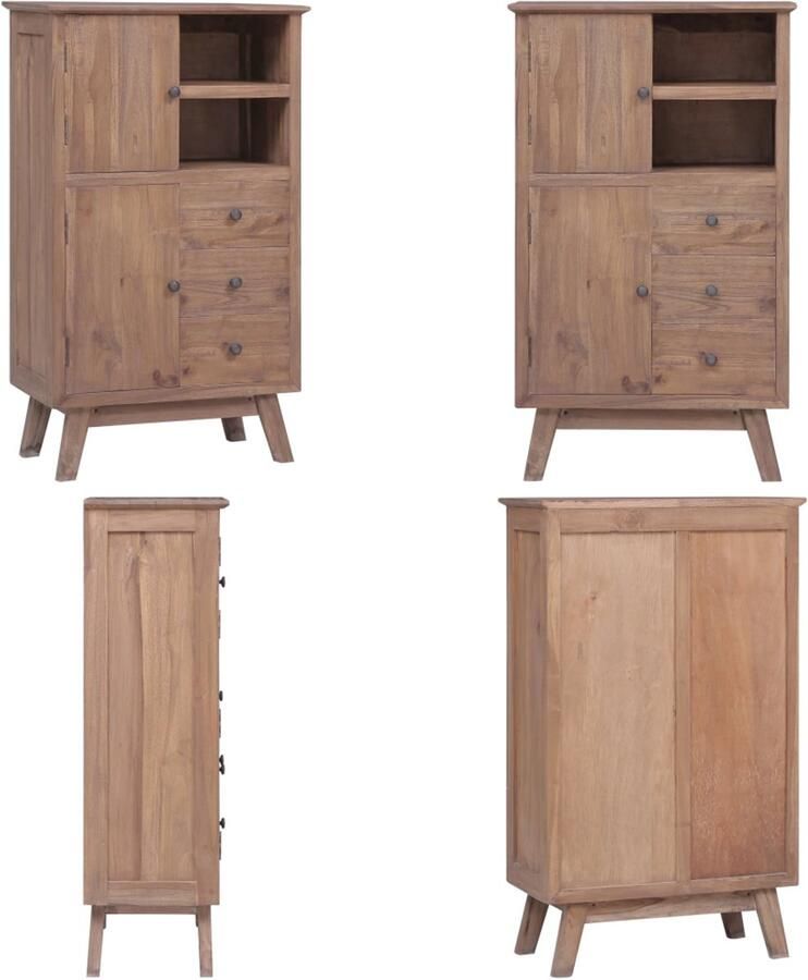 VidaXL Hoge kast 60x30x100 cm massief teakhout Wandkast Wandkasten Boekenkast Boekenkasten