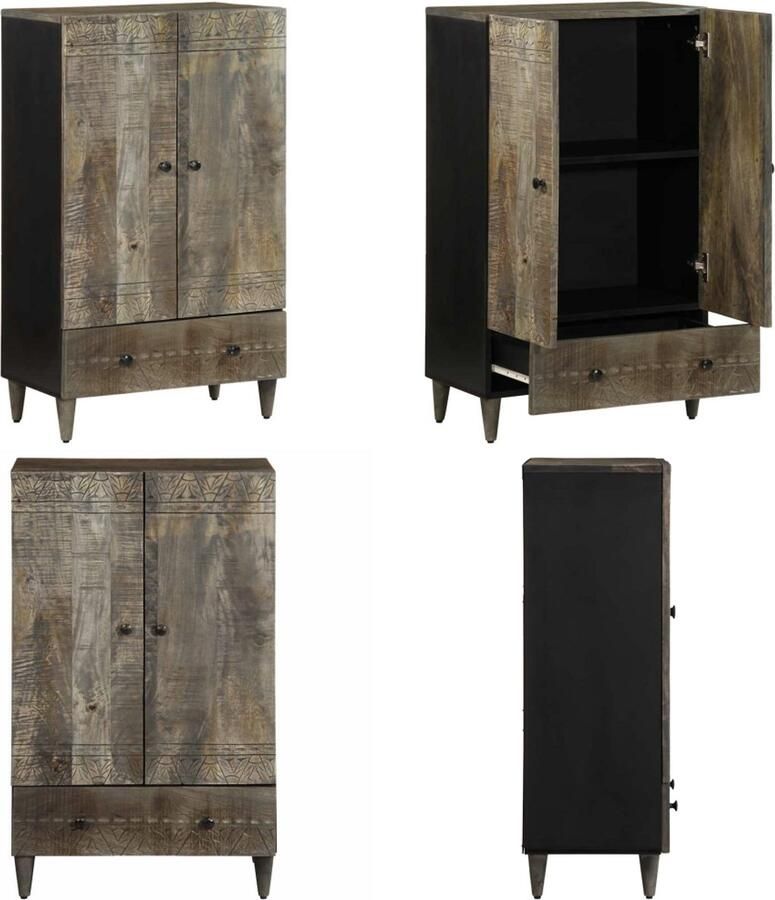 VidaXL Hoge kast 60x33x110 cm massief mangohout Highboard Hoge Planken Opbergkast Buffet