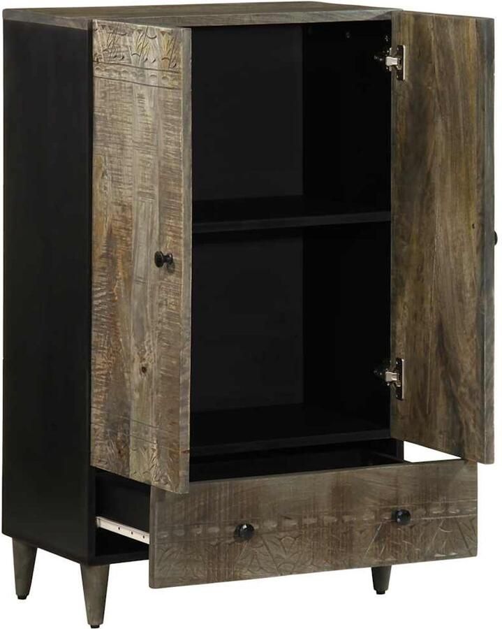 VidaXL Hoge kast Massief mangohout 60x33x110 cm Hoge Kast Mangohouten Kast Opbergkast Salontafel Entree Kast - Foto 2